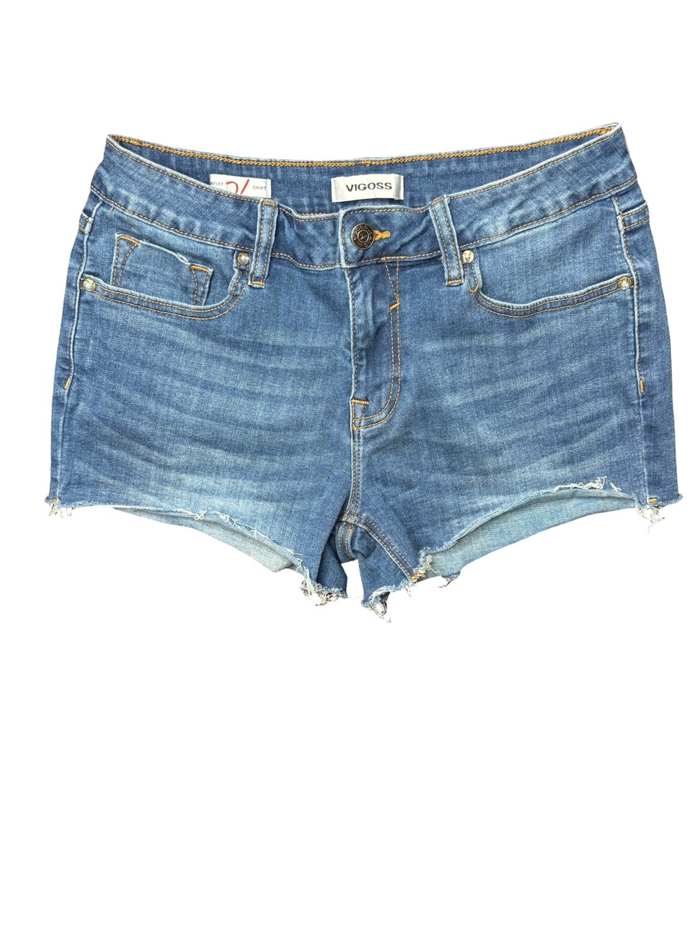 Vigoss Medium Blue Stretch Denim Frayed Cutoff Shorts Women’s Size 27